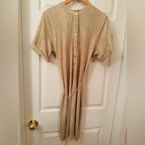 Calvin Klein gold/beige snake-print shirt dress with removable belt, size XL